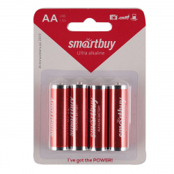 Батарейка Smart Buy Ultra Alkaline алкалиновая, LR06, 4 шт, блистер с европодвесом