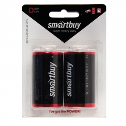 Батарейка SmartBuy солевая, D (R20), 2 шт, блистер с европодвесом
