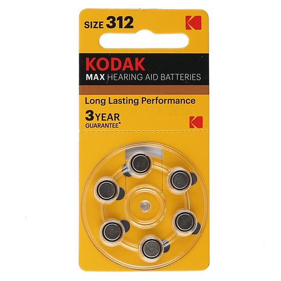 Батарейка Kodak воздушно-цинковая, ZA312, 6 шт, блистер с европодвесом