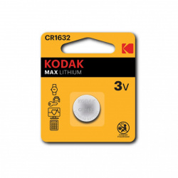 Батарейка Kodak литиевая, CR1632, 1 шт, блистер с европодвесом