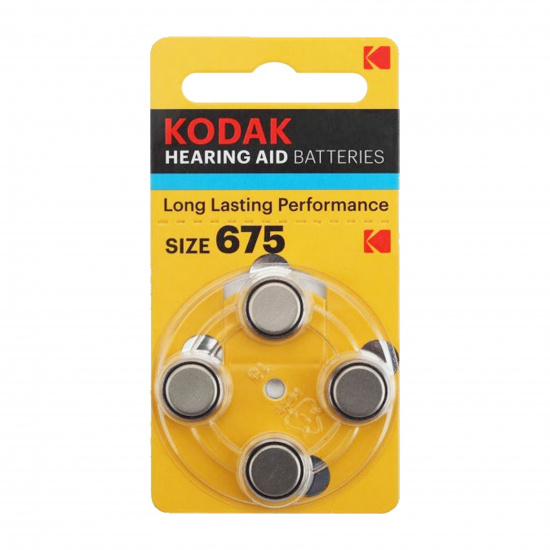 Батарейка Kodak Hearing Aid воздушно-цинковая, ZA675, 4 шт, блистер с европодвесом