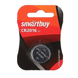 Батарейка SmartBuy литиевая, CR2016, 1 шт, блистер с европодвесом