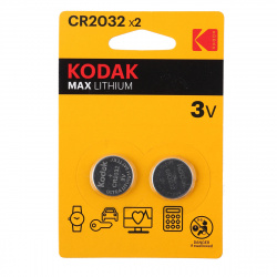 Батарейка Kodak литиевая, CR2032, 2 шт, блистер с европодвесом