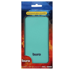 Аккумулятор мобильный PowerBank Buro RCL-5000-GW Li-Pol 5000mAh 1A зеленый/белый 1xUSB