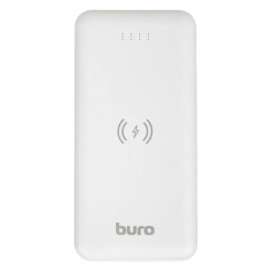 Аккумулятор мобильный PowerBank Buro BPW10E Li-Pol 10000mAh 2A белый 2xUSB беспроводная зарядка