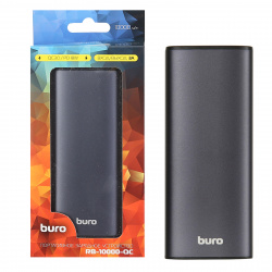 Аккумулятор мобильный PowerBank Buro RB-10000-QC Li-Pol 10000mAh QC3.0 3A антрацит 2xUSB