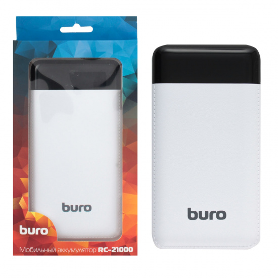 Аккумулятор мобильный PowerBank Buro RC-21000-WT Li-Ion 21000mAh 2.1A белый 2xUSB