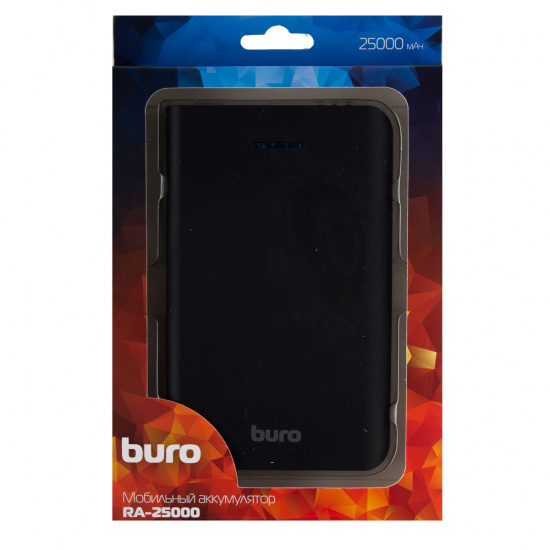 Аккумулятор мобильный PowerBank Buro RA-25000 Li-Ion 25000mAh 1A+2.1A черный/темно-серый 2xUSB 