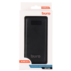 Аккумулятор мобильный PowerBank, Buro, BPF30D, Li-Pol, 30000 mAh, 3А, черный, 2хUSB
