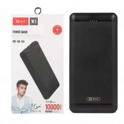 Аккумулятор мобильный PowerBank BYZ W3 Li-Pol 10000mAh 1.8A черный 2xUSB