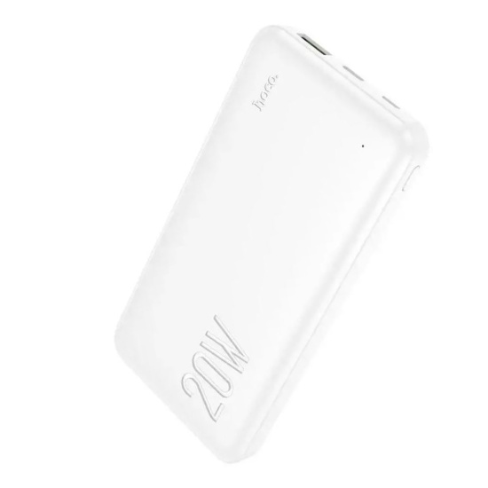 Аккумулятор мобильный PowerBank, Hoco, J87 TACKER, Li-Pol, 10000 mAh, 3А, белый, 1хUSB-A+1хUSB-C