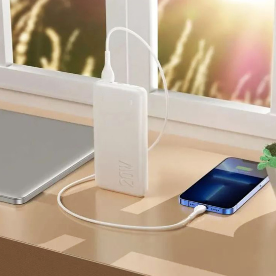 Аккумулятор мобильный PowerBank, Hoco, J87 TACKER, Li-Pol, 10000 mAh, 3А, белый, 1хUSB-A+1хUSB-C