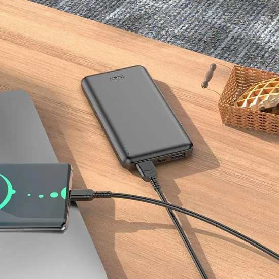 Аккумулятор мобильный PowerBank, Hoco, J100 HIGH-RANKING, Li-Pol, 10000 mAh, 2.1А, черный, 2хUSB