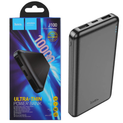 Аккумулятор мобильный PowerBank, Hoco, J100 HIGH-RANKING, Li-Pol, 10000 mAh, 2.1А, черный, 2хUSB