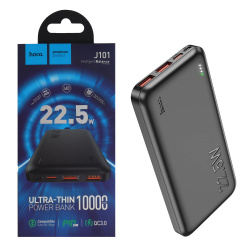 Аккумулятор мобильный PowerBank, Hoco, J101 ASTUTE, Li-Pol, 10000 mAh, 5А, черный, 2хUSB-A+1хUSB-C