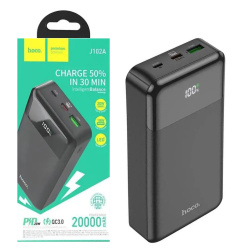 Аккумулятор мобильный PowerBank, Hoco, J102A COOL FIGURE BLACK, Li-Pol, 20000 mAh, 5А, черный, 1хUSB-A+1хUSB-C