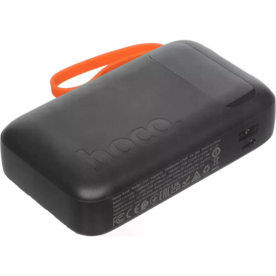 Аккумулятор мобильный PowerBank, Hoco, J151, Li-Pol, 10000 mAh, 2А, черный, 1хUSB-A+1хUSB-C