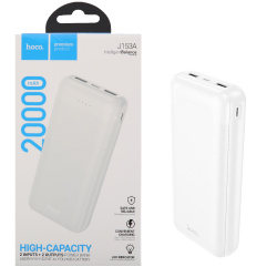 Аккумулятор мобильный PowerBank, Hoco, J153A Stability, Li-Pol, 20000 mAh, 3А, белый, 2хUSB