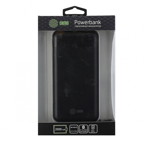 Аккумулятор мобильный PowerBank Cactus CS-PBFSET-20000 Li-Pol 20000mAh 2,1A черный 2xUSB