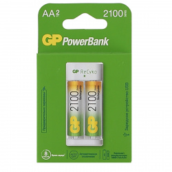 Зарядное устройство GP + аккумуляторы 2*R06 2100 AAHC GP PowerBank E211210AAHC-2CRB2