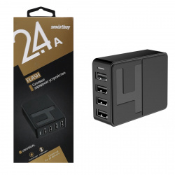 Зарядное устройство сетевое СЗУ SmartBuy FLASH, 3x1 А + 1x2.4 А, 4*USB, (SBP-4030)