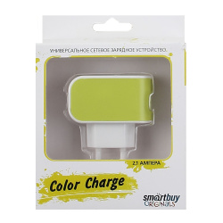 Зарядное устройство сетевое СЗУ SmartBuy COLOR CHARGE, 2А, универсальное, 1хUSB, желтое (SBP-8020)