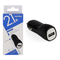 Зарядное устройство автомобильное АЗУ Smartbuy NOVA MKII, 2.1 A х 1USB, черное (SBP-1503)