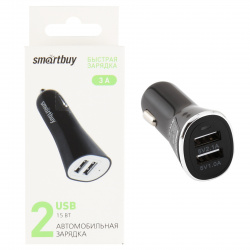 Зарядное устройство автомобильное АЗУ Smartbuy NOVA черный, 3A, 2 х USB (SBP-7000)