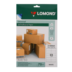 Самоклеящаяся бумага унив. 70/А4/50л 12 делений (105*48) Lomond 2100065