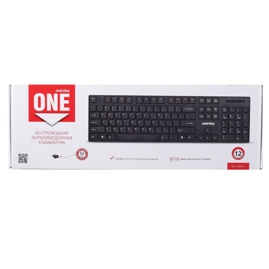 Клавиатура, SmartBuy, ONE 238 черная, беспроводная, USB