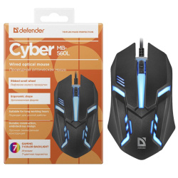 Манипулятор мышь Defender Сyber MB-560L черная с подсветкой USB