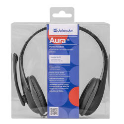 Наушники с микрофоном Aura 111 кабель - 2 м, черный