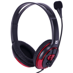 Гарнитура Defender стерео Phoenix HN-875U, черный+красный.,кабель 1,8 м, USB