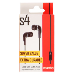 Гарнитура вкладыши Smartbuy S4, черная (SBH-011K)/60