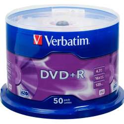 Лазер диск Verbatim DVD+R 4.7 Gb 16х Cake box 50 шт.
