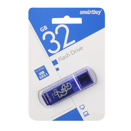 Флеш-память USB 32 Gb Smartbuy Glossy series Dark Blue USB 3.0 ...