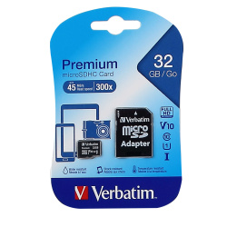 Карта памяти microSDHC Card (T-Flash) 32Gb класс 10 UHS-I 45MB/s Verbatim 44083 (SD адаптер)