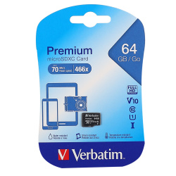 Карта памяти microSDHC 64GB Class 10 Verbatim