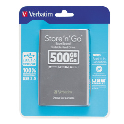 Внешний жесткий диск Verbatim HDD 500GB Store 'n' Go, 2.5", USB 3.0, Silver