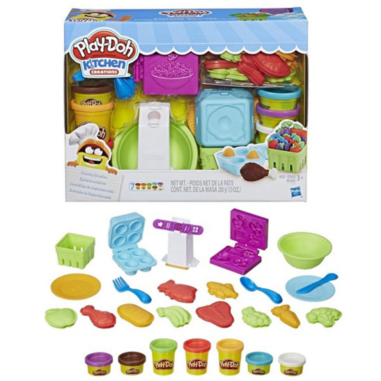 Тесто для лепки 7 цветов по 56гр/28гр Play-Doh Готовим обед 20 деталей E