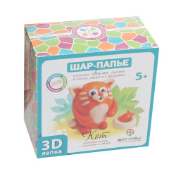 Раскраска пластилином папье-маше Кот 3D B0268К