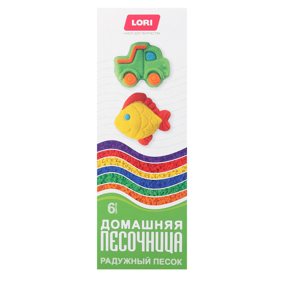 Песок для лепки, 6 цветов, 80 гр, Lori, Пт-023