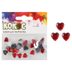 Стразы Сердечко 10мм 30шт огранка треуг 183689 КОКОС красный