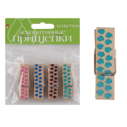 Прищепки деревянные набор 4шт №1 Сердечки 2-360/01