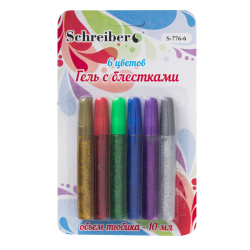 Гель с блестками 6цв 10мл S 776-6
