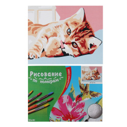 Раскраска по номерам на холсте 30*40см Рыжий котенок KTL614