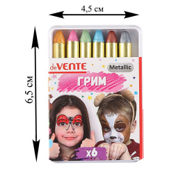 Мелки для лица и тела 6цв металлик 102гр deVENTE 8078723