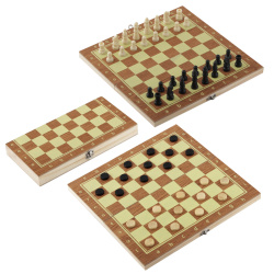Игра настольная Шахматы, шашки 24*24см дерево/пластик P00037
