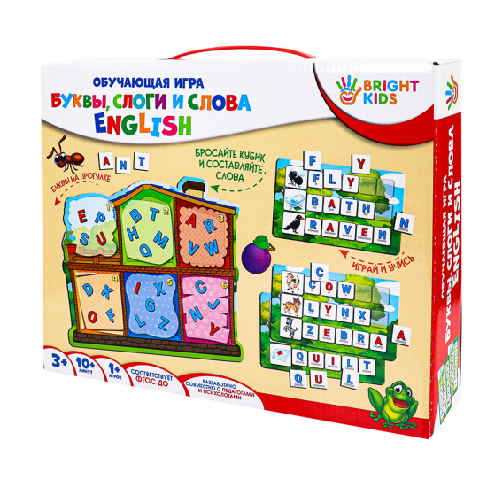 Игра развивающая Bright kids Буквы слоги и слова English картон Рыжий кот ИН-7632