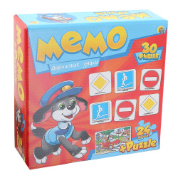 Игра развивающая МЕМО 30 карт+пазлы 24эл Дорожные знаки МП-0367